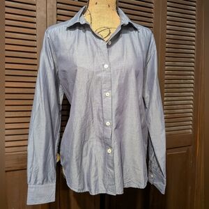 Blue Women's Button-Up Collared Shirt